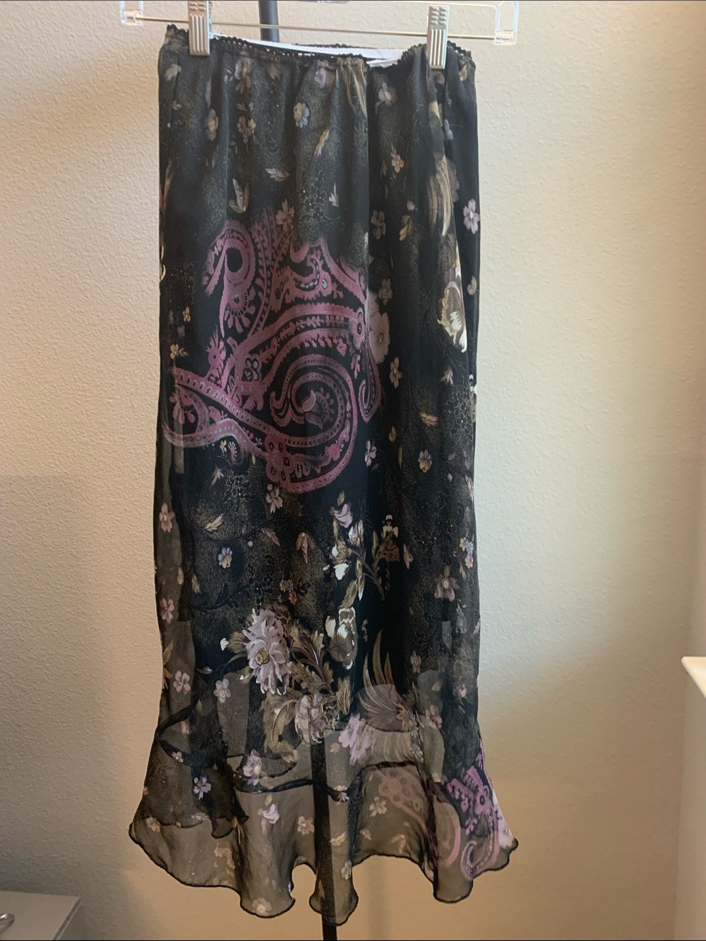 Connected Apparel Black Floral & Paisley Skirt Whimsigoth Y2K vintage Size M - Picture 6 of 11
